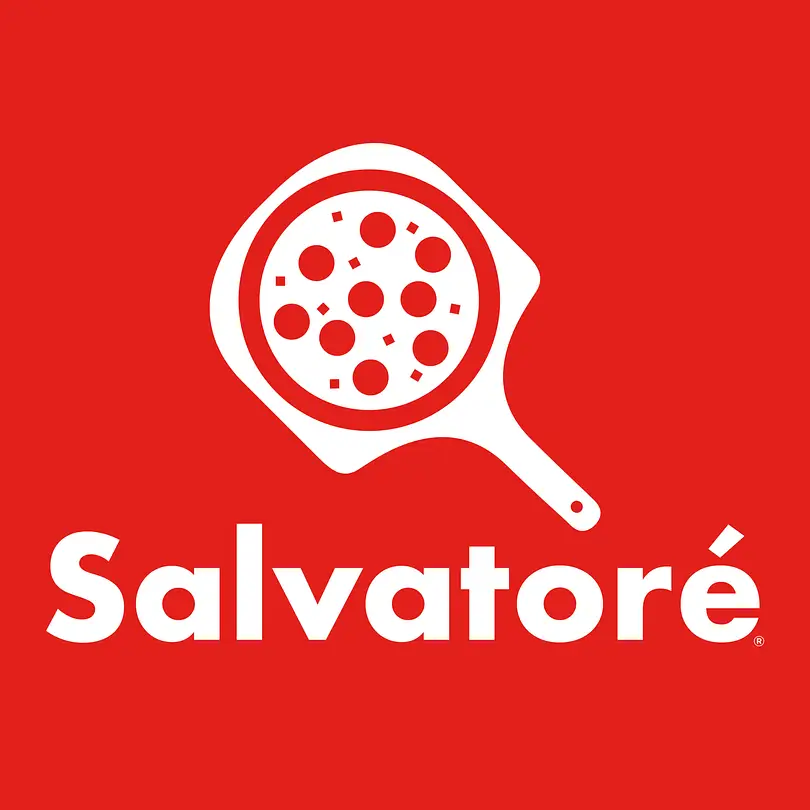Logo vertical Salvatore fond rouge